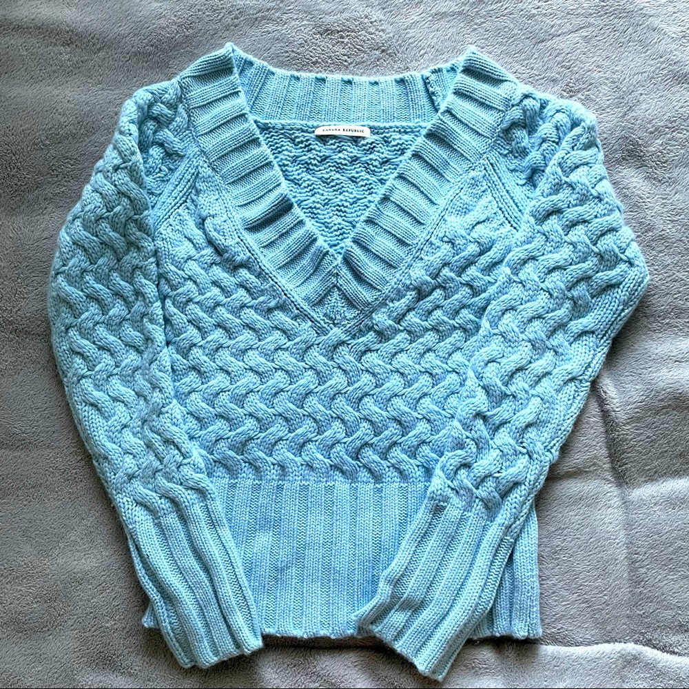 Banana Republic Light Blue chunky cashmere Sweater